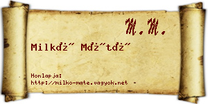 Milkó Máté névjegykártya